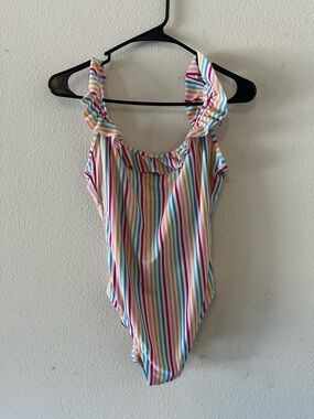 J. Crew Multi-Color Striped Ruffle One-Piece